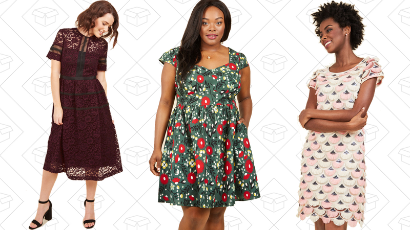 Haute Highlights Midi Dress, $133 | Fa La La Lovely Cotton Dress, $78 | Greatest Glitz Shift Dress, $112